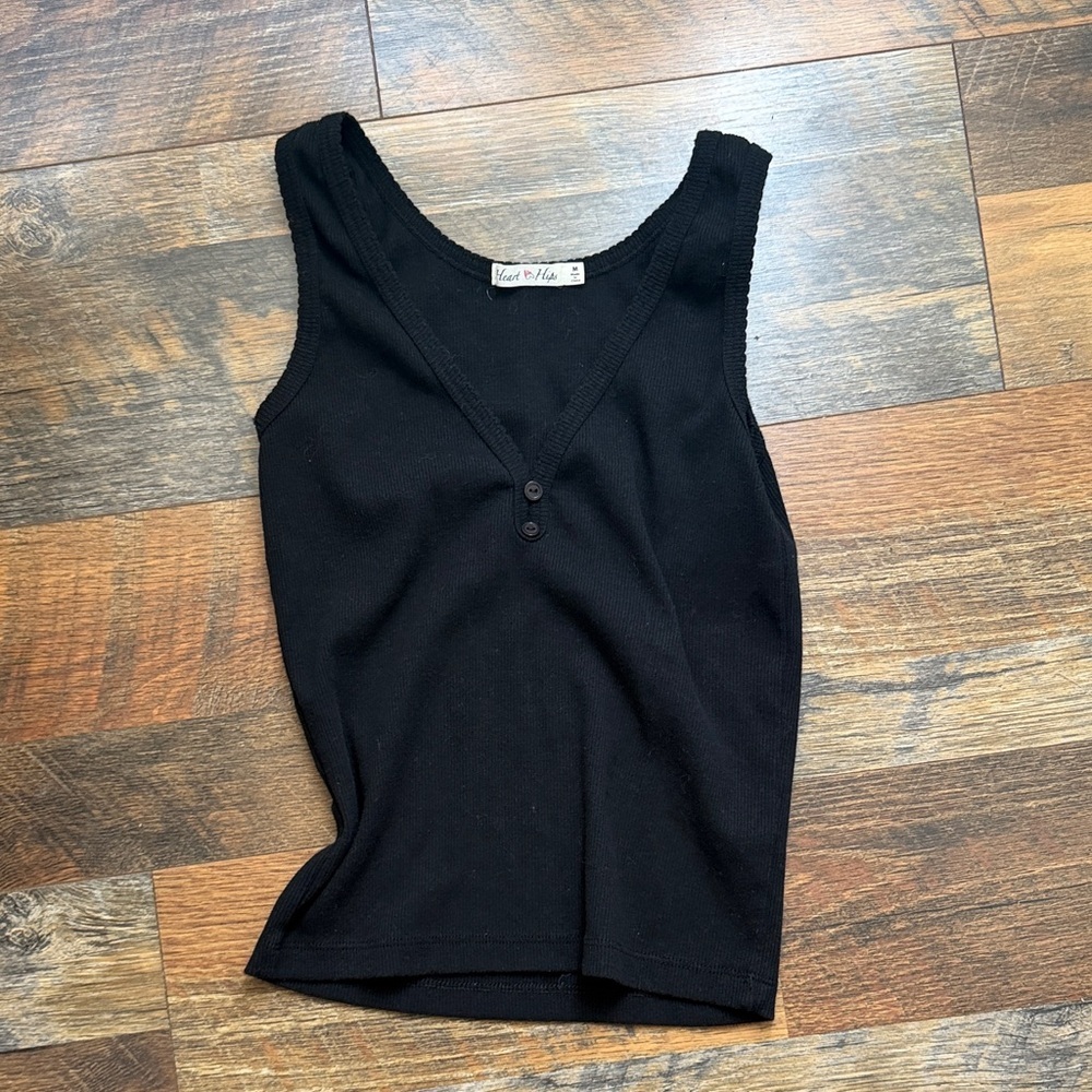 Y2K Black Sleeveless Tank minimalist size small/medium fit